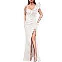 VFSHOW Womens Ruffle One Shoulder Formal Prom Gala Maxi Dress Evening Gown