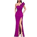 VFSHOW Womens Ruffle One Shoulder Formal Prom Gala Maxi Dress Evening Gown