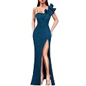 VFSHOW Womens Ruffle One Shoulder Formal Prom Gala Maxi Dress Evening Gown