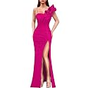 VFSHOW Womens Ruffle One Shoulder Formal Prom Gala Maxi Dress Evening Gown
