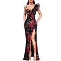 VFSHOW Womens Ruffle One Shoulder Formal Prom Gala Maxi Dress Evening Gown