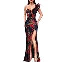 VFSHOW Womens Ruffle One Shoulder Formal Prom Gala Maxi Dress Evening Gown