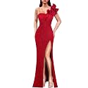 VFSHOW Womens Ruffle One Shoulder Formal Prom Gala Maxi Dress Evening Gown