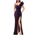 VFSHOW Womens Ruffle One Shoulder Formal Prom Gala Maxi Dress Evening Gown