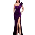 VFSHOW Womens Ruffle One Shoulder Formal Prom Gala Maxi Dress Evening Gown