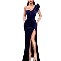 VFSHOW Womens Ruffle One Shoulder Formal Prom Gala Maxi Dress Evening Gown