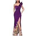 VFSHOW Womens Ruffle One Shoulder Formal Prom Gala Maxi Dress Evening Gown