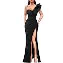 VFSHOW Womens Ruffle One Shoulder Formal Prom Gala Maxi Dress Evening Gown