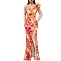 VFSHOW Womens Ruffle One Shoulder Formal Prom Gala Maxi Dress Evening Gown