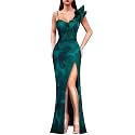 VFSHOW Womens Ruffle One Shoulder Formal Prom Gala Maxi Dress Evening Gown