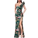 VFSHOW Womens Ruffle One Shoulder Formal Prom Gala Maxi Dress Evening Gown