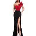 VFSHOW Womens Ruffle One Shoulder Formal Prom Gala Maxi Dress Evening Gown