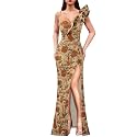 VFSHOW Womens Ruffle One Shoulder Formal Prom Gala Maxi Dress Evening Gown