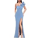 VFSHOW Womens Ruffle One Shoulder Formal Prom Gala Maxi Dress Evening Gown