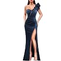 VFSHOW Womens Ruffle One Shoulder Formal Prom Gala Maxi Dress Evening Gown