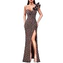 VFSHOW Womens Ruffle One Shoulder Formal Prom Gala Maxi Dress Evening Gown