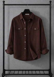 VG BROTHER Men Solid Casual Brown Shirt