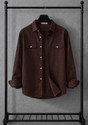 VG BROTHER Men Solid Casual Brown Shirt