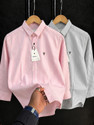 VG BROTHER Men Striped Casual Pink Grey