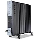 VG OFR Room Heater, 13 Fin 2900 Watts Oil Filled Room Heater with PTC Ceramic Fan Heater, ISI Approved | 3 Yrs Warranty | Customer Care: +91 9619 955 955, service@vgdigi.com (OFR 13F DLX, Matte Black)