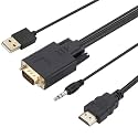VGA to HDMI Adapter, 1080P Converter with Audio Cable from Computer/Laptop VGA Source to HDMI TV/Monitor Uni-Directional (vga to hdmi Cable)