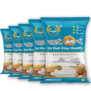 vgbnp kali mooch rice  black husk traditional chawal  tandul arisi bhat akki biyyam ari saul chaula grain  indian rice for khichdi pulao pongal  5kg