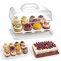 VGOODALL Cake Carrier with Lid and Handle, 12 Capacity Cupcake Carrier, 2-in-1 Rectangular Cupcake Holder for Pies Muffin Pizza Nuts Fruit, Dessert Storage Containers for Parties, Picnics, Baking