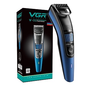 vgr v-052 beard trimmer for men 12 weeks of trimming 120 min runtime usb charging cordless use 20 length settings self sharpening stainless steel blades full body trimmer 2-year warranty blueblack