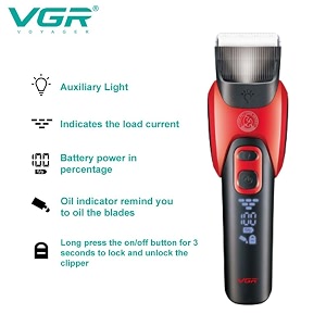 vgr v-208 dog clippers professional low noise high power cordless pet grooming tools for small amp large dogs cats pets with thick amp heavy coats 6 guide combs 180 mins runtime 3 hrs charge red