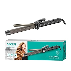 vgr v-579 digital display hair curler with 25mm barrel rod tong tourmaline infused ceramic coated plates cool touch tip fast heating up to 210c for women long and short hair curling styling