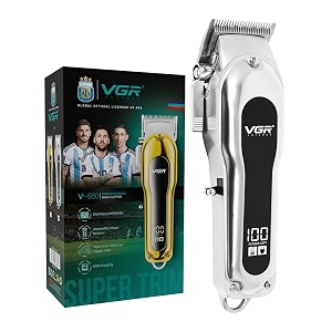 vgr v-680 professional salon series hair clippertrimmer for men 200 min runtime with 4 length settings silver