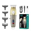 VGR V-976 Professional Rechargeable cordless 6500 RPM 150 Mins runtime Haircut Hair Clipper Beard trimmer Digital Display & Hanging Loop Stainless steel Blade USB Charging cable 4 Guide Combs (Gold)