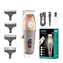 VGR V-976 Professional Rechargeable cordless 6500 RPM 150 Mins runtime Haircut Hair Clipper Beard trimmer Digital Display &amp; Hanging Loop Stainless steel Blade USB Charging cable 4 Guide Combs (Copper)