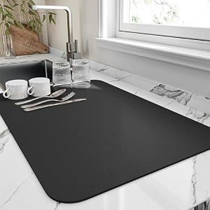 vhkd dish drying mat for kitchen water absorbent mats for kitchen utensils large dry mat for kitchen utensils drying mat water absorbent mats for kitchen large size darkgrey  30x50cm 1