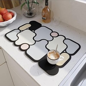 vhkd dish drying mat - large size water absorbent mat for kitchen utensils design 9  38x58cm 1