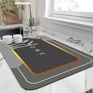 vhkd dish drying mat for kitchen water absorbent mats for kitchen utensils large dry mat for kitchen utensils drying mat water absorbent mats for kitchen large size design 2  38x58cm 2