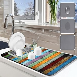 vhkd dish drying mat for kitchen water absorbent mats for kitchen utensils large dry mat for kitchen utensils drying mat water absorbent mats for kitchen large size design 4  38x58cm 1