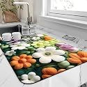 VHKD Dish Drying mat for Kitchen Water Absorbent mats for Kitchen Utensils Large Dry mat for Kitchen Utensils Drying mat Water Absorbent mats for Kitchen Large Size (Design 13, 58x38cm)