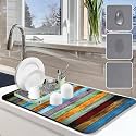 VHKD Dish Drying mat for Kitchen Water Absorbent mats for Kitchen Utensils Large Dry mat for Kitchen Utensils Drying mat Water Absorbent mats for Kitchen Large Size (Design 4 | 38x58cm, 1)