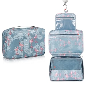 vhkd hanging cosmetic toiletry bag for men women travel organizer accessory toiletry cosmetics bag nylon waterproof makeup shaving kit pouch bag for men women blue flemingo cosmetic bag