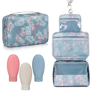 vhkd hanging cosmetic toiletry bag for men women travel organizer accessory toiletry cosmetics bag nylon waterproof makeup shaving kit pouch bag for men women blue combo 1 cosmetic bag