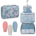 VHKD Hanging Cosmetic Toiletry Bag for Men Women Travel Organizer Accessory Toiletry Cosmetics Bag Nylon Waterproof Makeup Shaving Kit Pouch Bag for Men Women (Blue Combo 1, Cosmetic Bag)