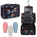 VHKD Hanging Cosmetic Toiletry Bag for Men Women Travel Organizer Accessory Toiletry Cosmetics Bag Nylon Waterproof Makeup Shaving Kit Pouch Bag for Men Women (Black Combo 1, Cosmetic Bag)