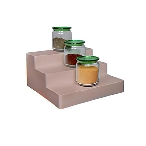 glossy finished home and office plastic organizer stand cream durable mutlipurpose convient 3 step storage - cosmetics beige