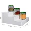 Glossy Finished Home And Office Plastic Organizer Stand (Cream) (Durable, Mutlipurpose, Convient, 3 Step Storage) - Cosmetics, Beige