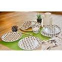 VIA DÉCOR Stoneware Flower Dinner Set Black (12 Pc)