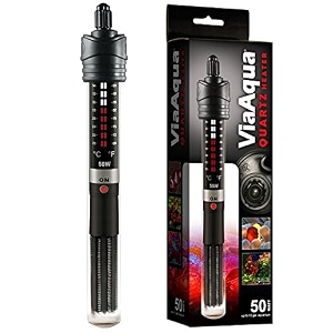 viaaqua 50-watt quartz glass submersible heater with built-in thermostat