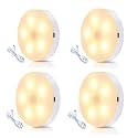Motion Sensor Light for Home with USB Charging Wireless Self Adhesive LED Body Induction Lamp Sensor Light for Wardrobe Lights Sensor Night Light for Cupboard Stair (Round - Warm White, 4)