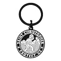 Viayen St Christopher Keychain, Saint Christopher Medal for Car Keychain, Travelers Catholic Gifts