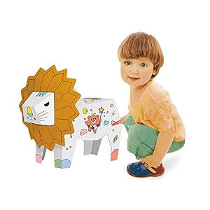 vibgyor vibes diy 3d paper cardboard folding craft and puzzle toy lion multicolor